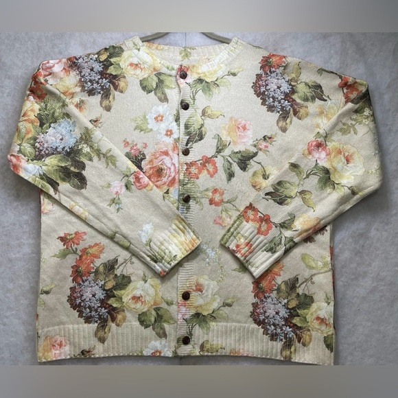 Floral Knit Cardigan Sweater (SKU351) - Picture 2 of 5